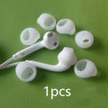 Black and white silicone protective sleeves for Samsung Galaxy S6 Edge in-ear headphones.