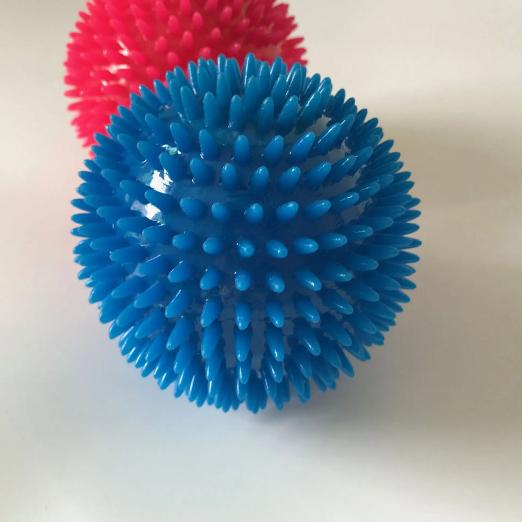Large dog vocal toy ball in green TPR material with squeaker, 11cm diameter, on a white background