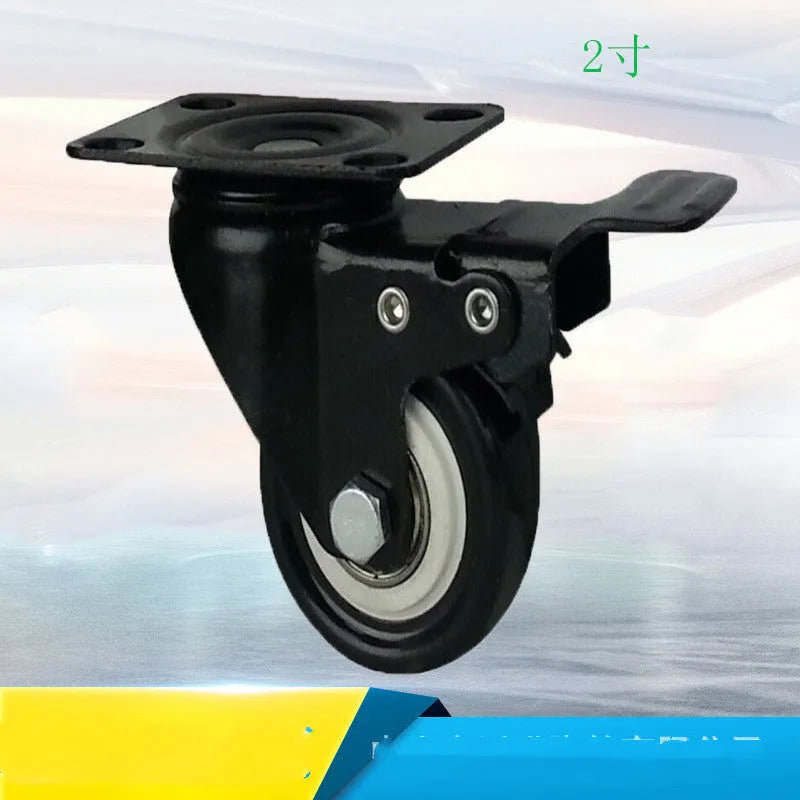 Red double bearing mute universal caster wheel in PP PU PVC, 1.5 to 5 inch, flat bottom or M8 M10 M12 screw fitting