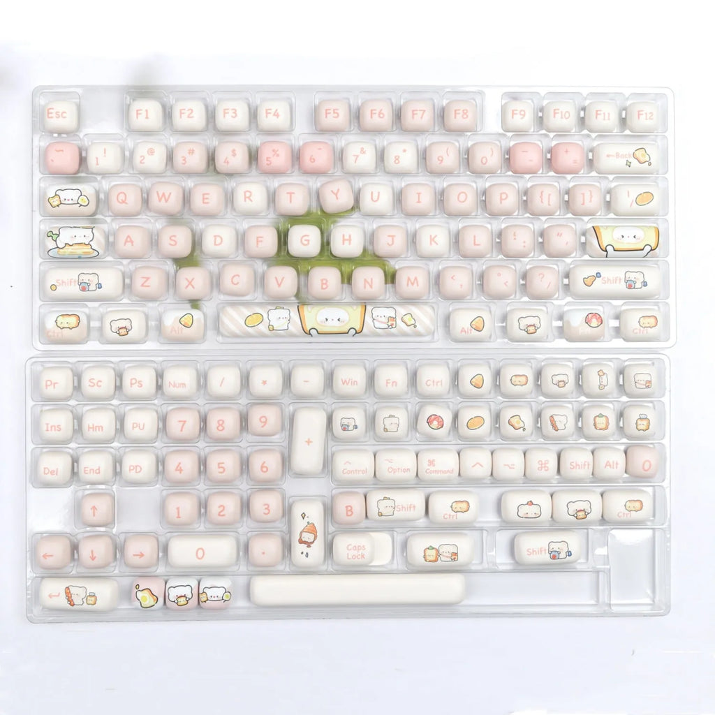 MOG profile PBT key cap set with steamed bread bear thermal sublimation designs for mechanical keyboards