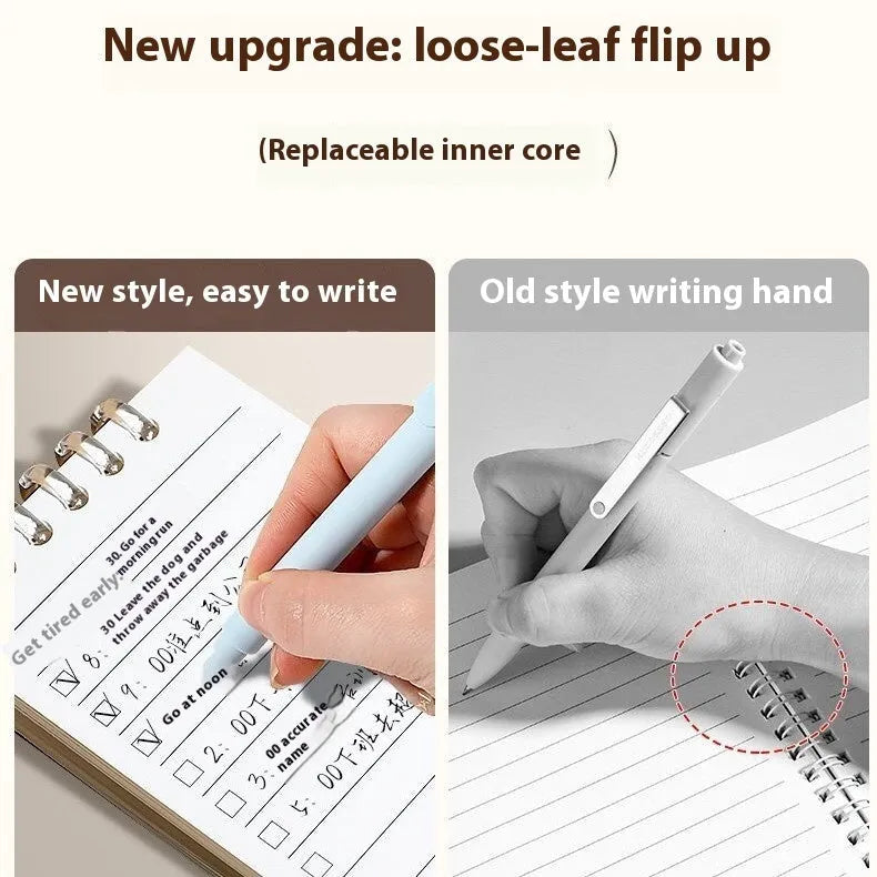 A7 small flip-up notebook, 7.3 x 10.3cm, 80 sheets, 5-hole portable notepad