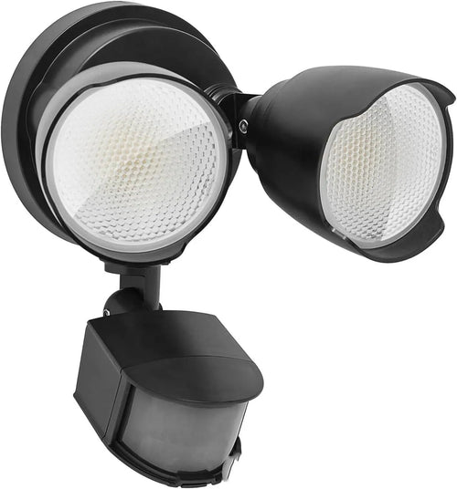 White and black 120V LED human body induction security lamp with PIR sensor for courtyard and garage lighting