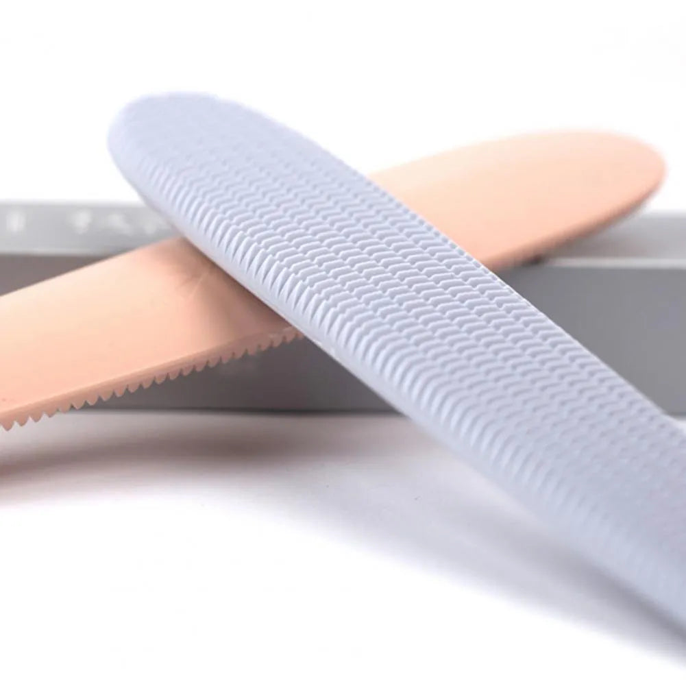 Grey and pink ABS plastic cat grooming comb with dual-ended design