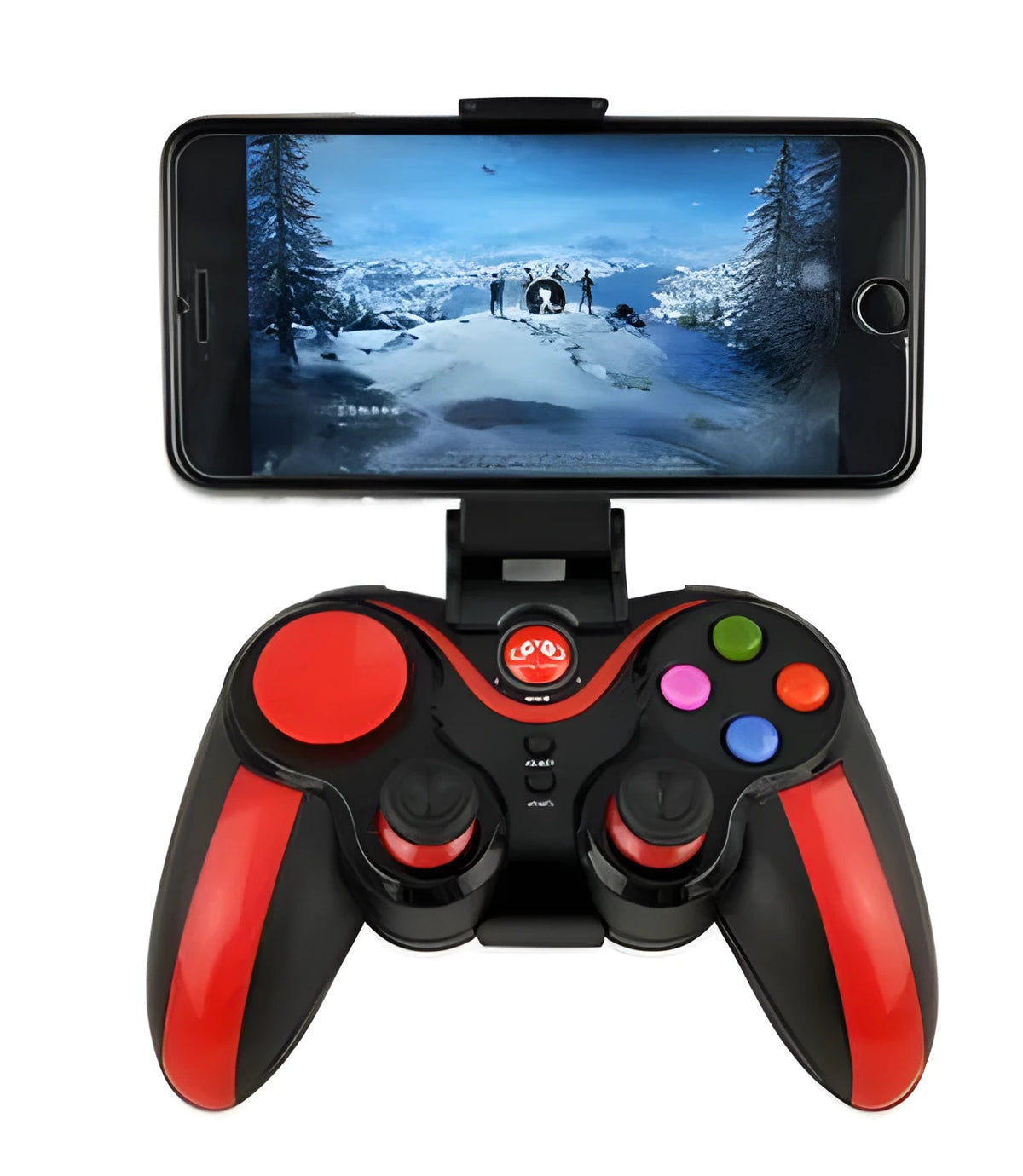 S5 Plus red mobile game console controller with phone bracket, USB interface, ABS build, 17x12.3x6.3cm