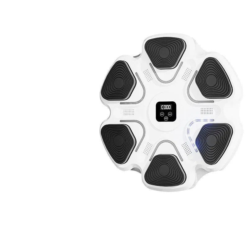 Smart music boxing machine wall target with electronic display and boxing gloves in black and white colour options