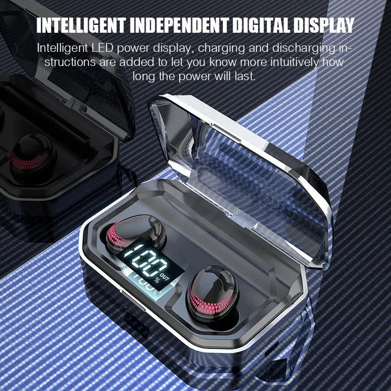 Black X10 Bluetooth wireless earbuds with a rectangular charging case.