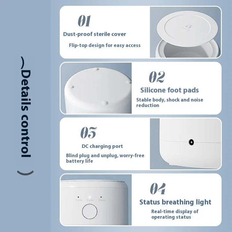 White ultrasonic tooth socket cleaning machine with 300ml tank and mechanical controls