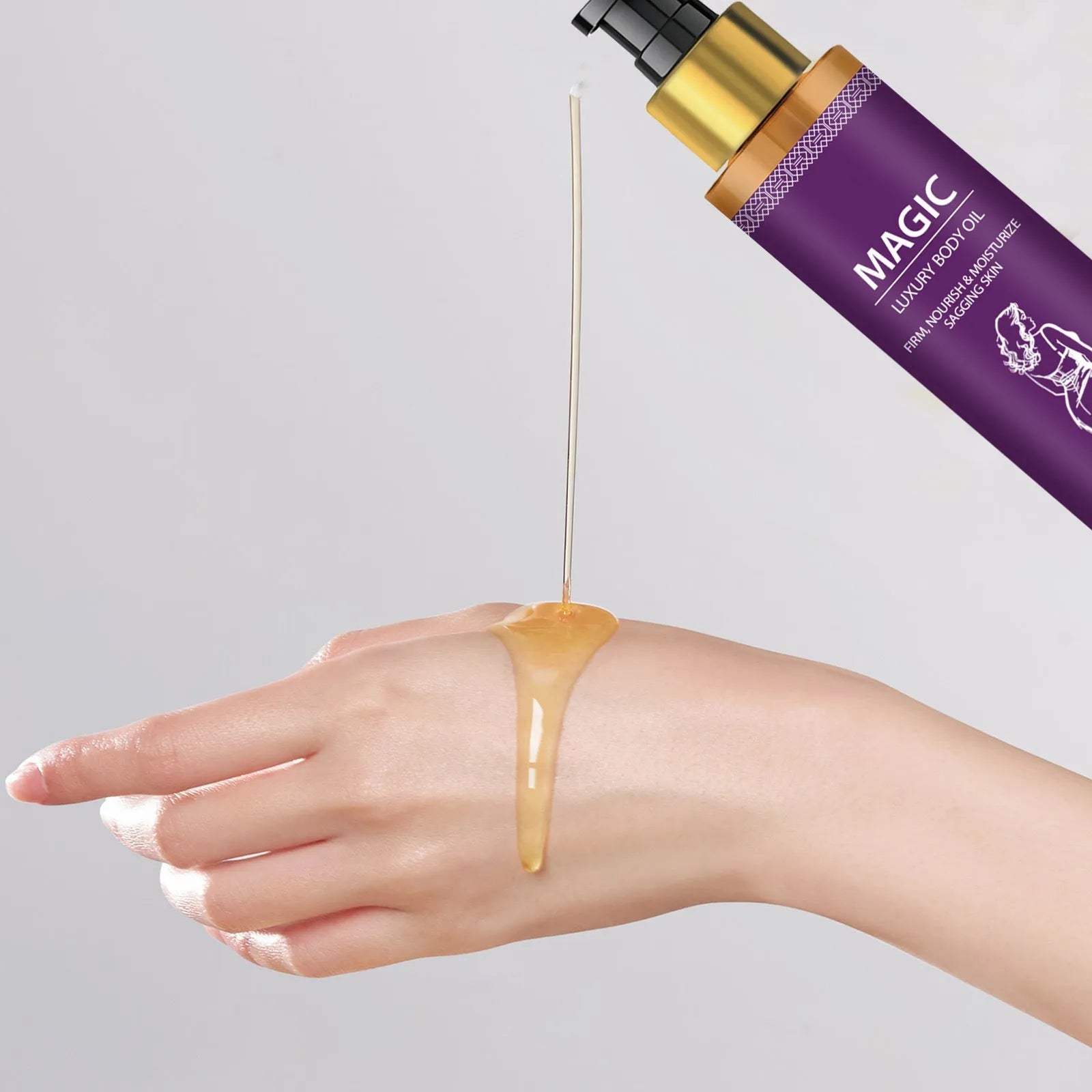 100ml bottle of body soothing treatment oil containing jojoba, camellia, and sweet almond oils.