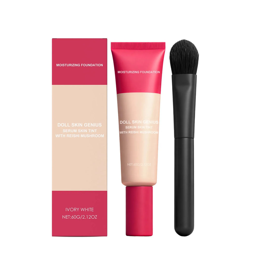60g light and matte clear foundation cream with brush in deep flesh, ivory white, or natural colour