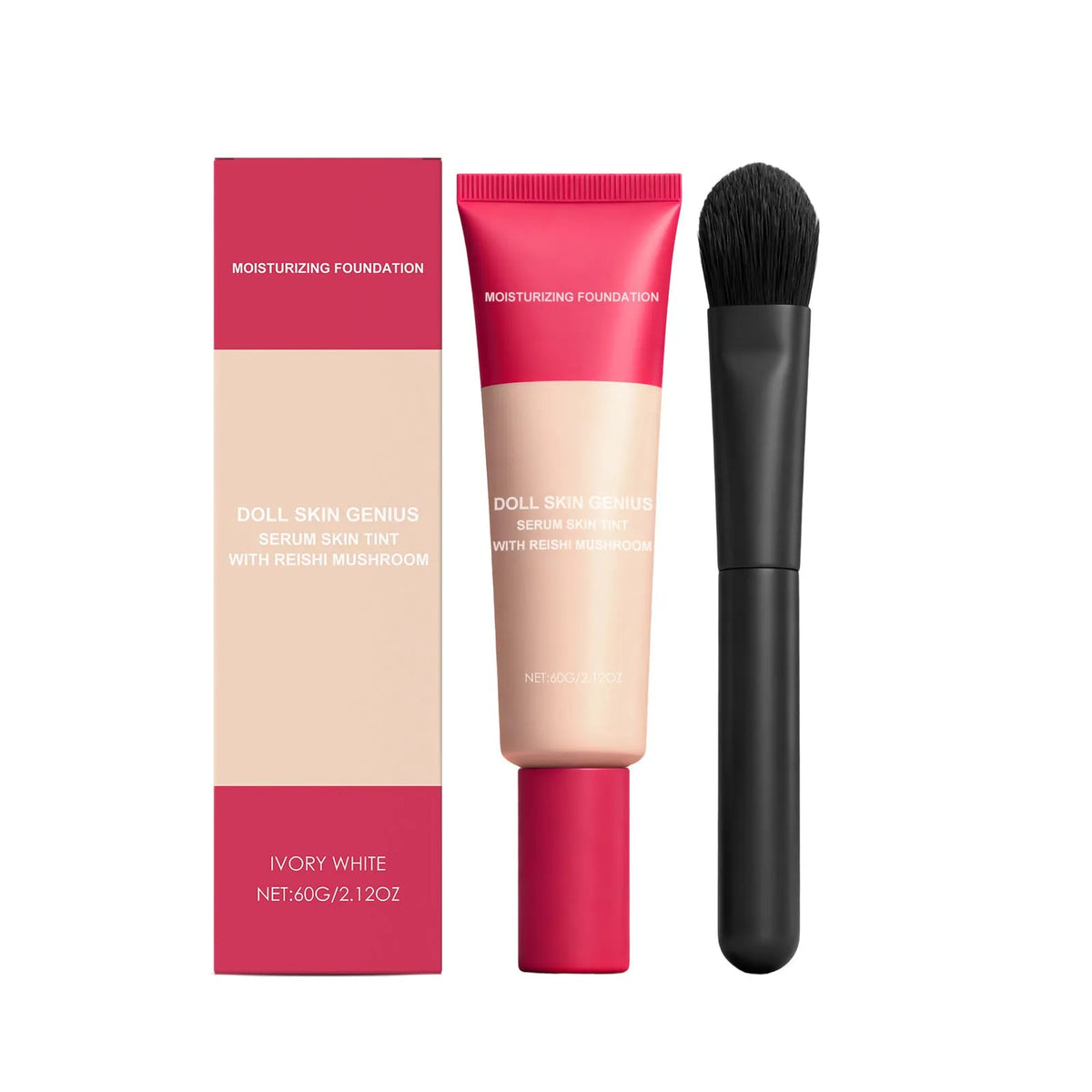 60g light and matte clear foundation cream with brush in deep flesh, ivory white, or natural colour