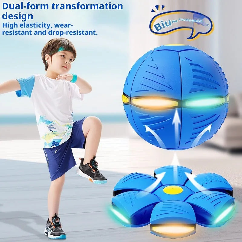 UFO deformation toy ball in maca blue, maca pink, red, blue, green or pink with six or three lights