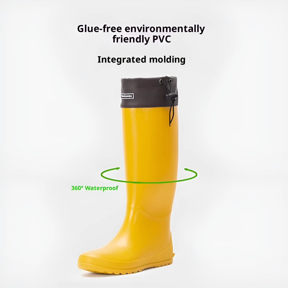 Stocking slim fit high-top casual rain boots in solid colour PVC, women's sizes 36-41