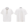 Men's loose fit polo t-shirt with square collar and short sleeves in solid colour