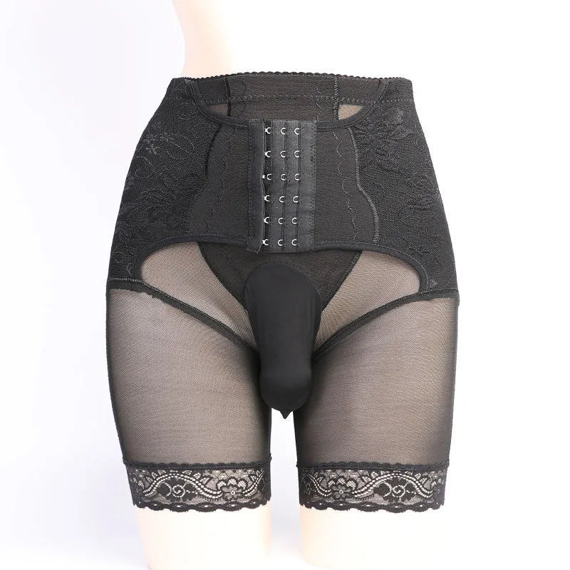 Men's nylon summer shorts with breathable mesh lining in skin colour and black.