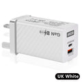 65W Gallium Nitride laptop charger in black with compact rectangular design showing USB+PD port