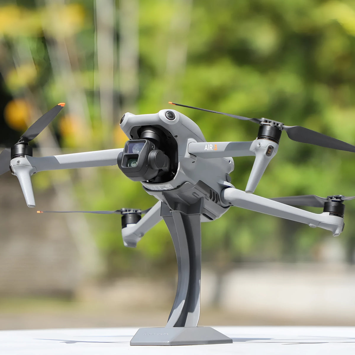 Grey plastic desktop display stand for DJI Air 3S, Air 3, Air 2S and Air 2 drones, 98g, foldable bracket