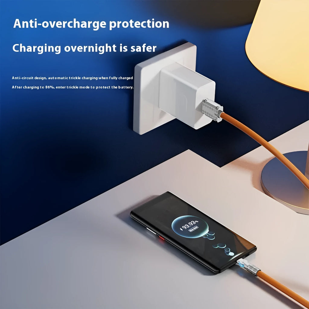 Rotatable USB-C fast charging cable 120W 6A with zinc alloy elbow connector, blue colour, 1m length