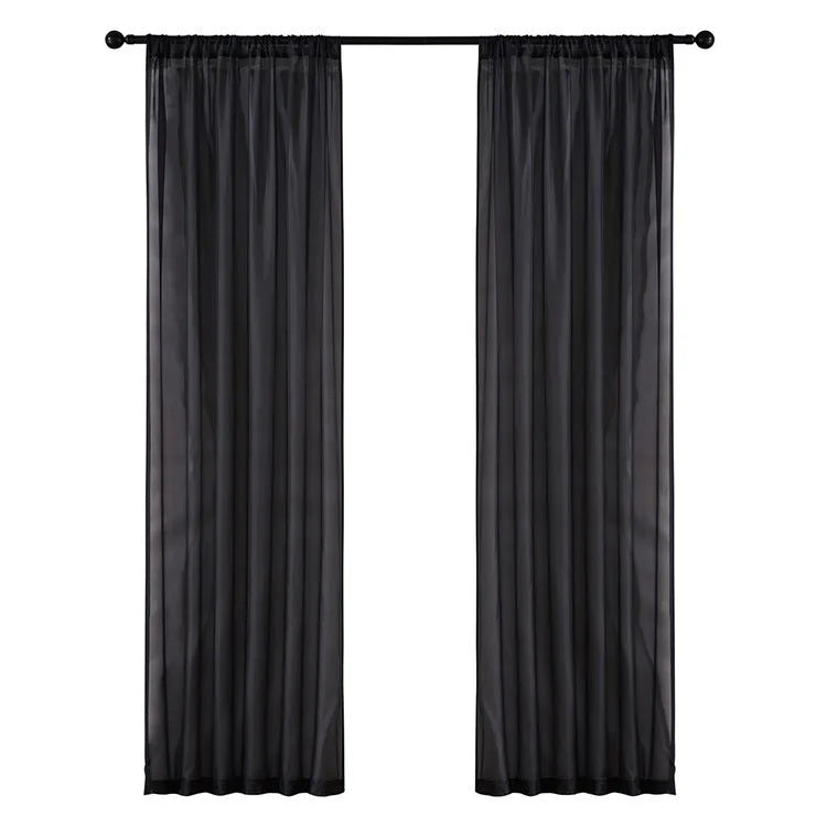 Black modern simple cotton linen vertical curtains with light transmission, dimensions 150x250cm