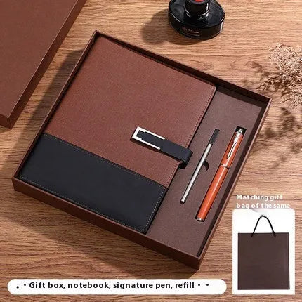 A5 soft leather business notebook in brown, black, green, blue, and red colour options.
