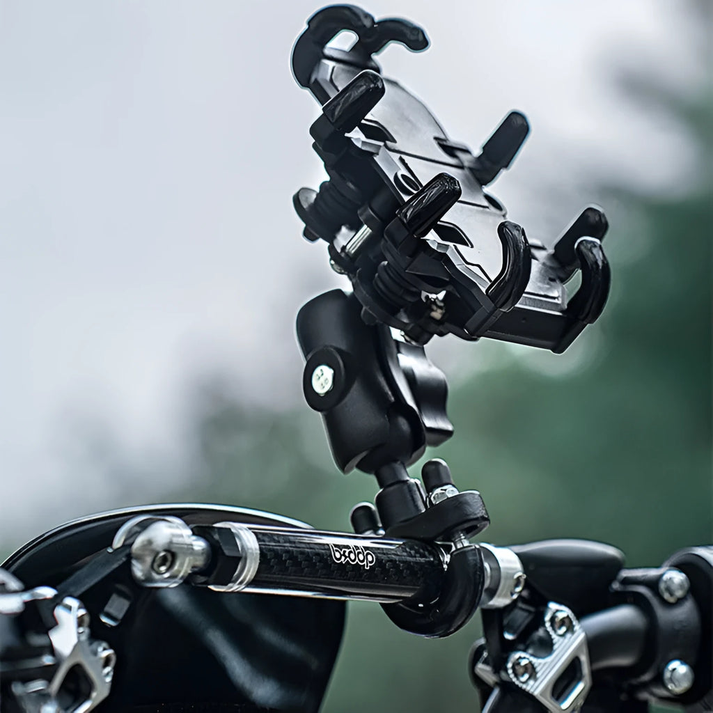 Aluminium alloy motorcycle phone bracket with eight claws and shock absorption design