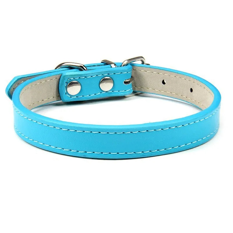 PU leather pet collar with wire buckle in red, 1.5cm wide, 30cm total length for 19cm-27cm neck