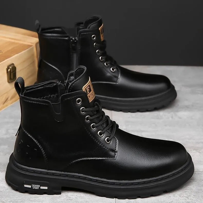 British Martin boots thick rubber sole front lace-up round toe men's hiking workwear