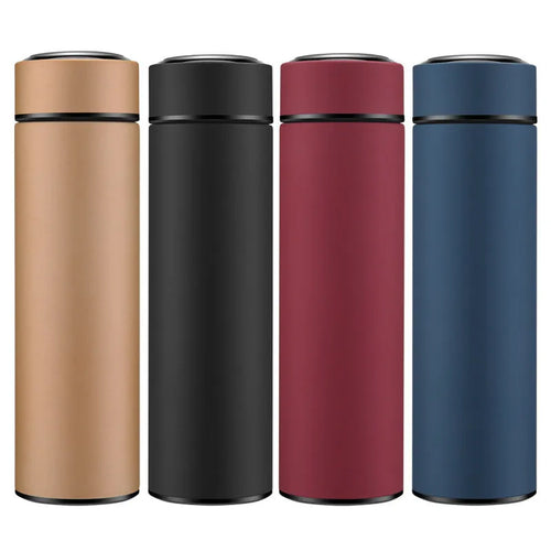 450ml stainless steel vacuum insulated water bottle with copper layer, shown in blue colour.