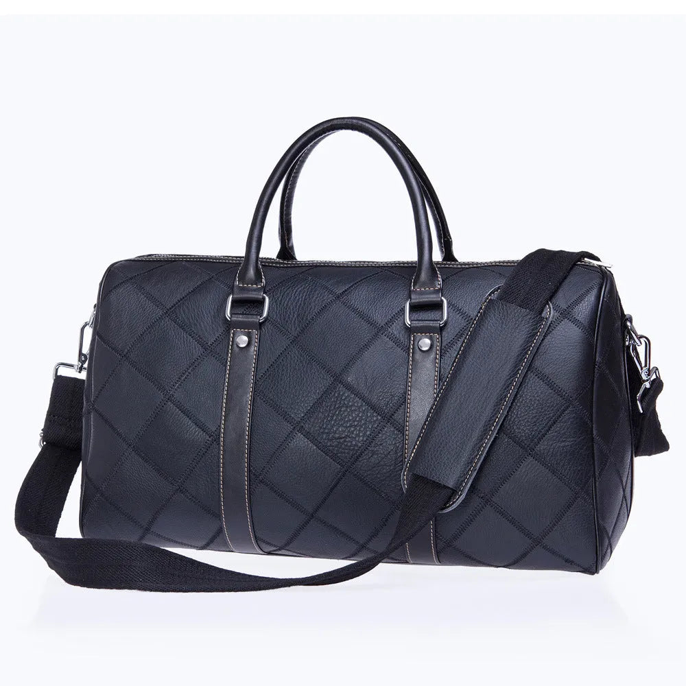 Vintage men's leather duffel bag with internal organisation compartments in three colour options