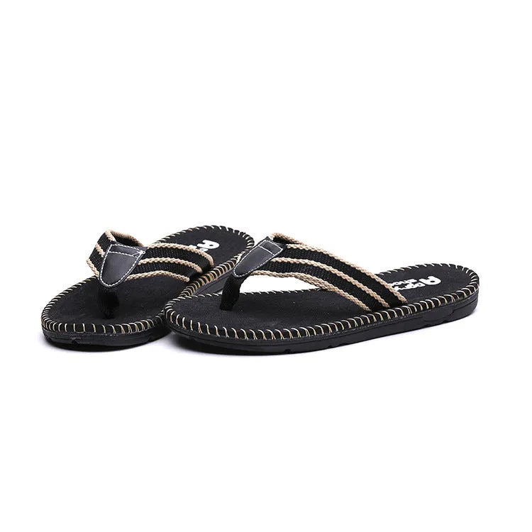 Men's flip-flops in black, grey and khaki, sizes 39 to 45, slip-on summer sandals