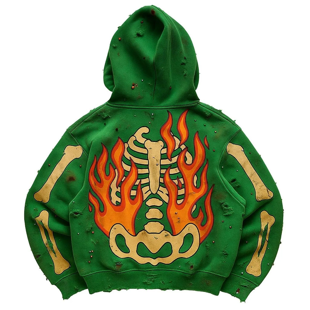 Green printed polyester casual sweater, sizes XS to 3XL, single coat pack