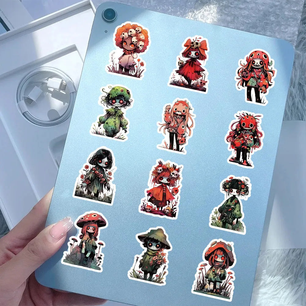 Little zombie stickers horror scarecrow waterproof decals 60 sheets 3-8 cm zombie fungus invasion