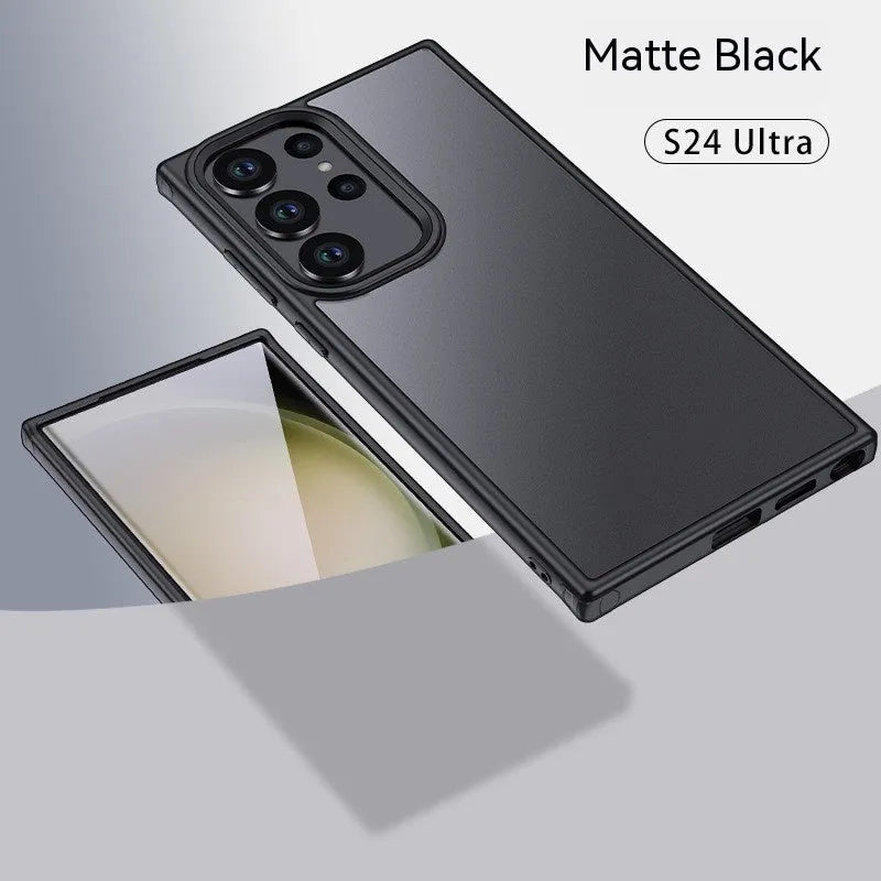 Samsung anti-fall phone case in black matte PC material with camera cutout