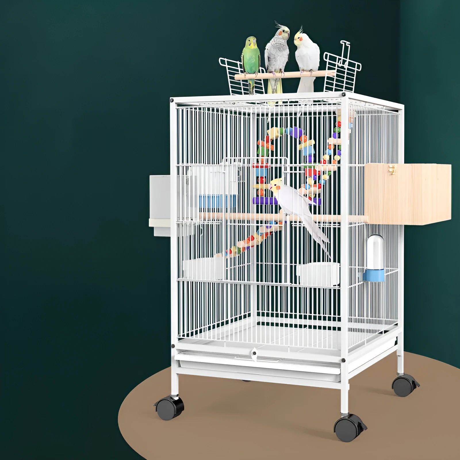 Parrot Xuanfeng large bird cage metal spray paint black with feeder toy grass nest