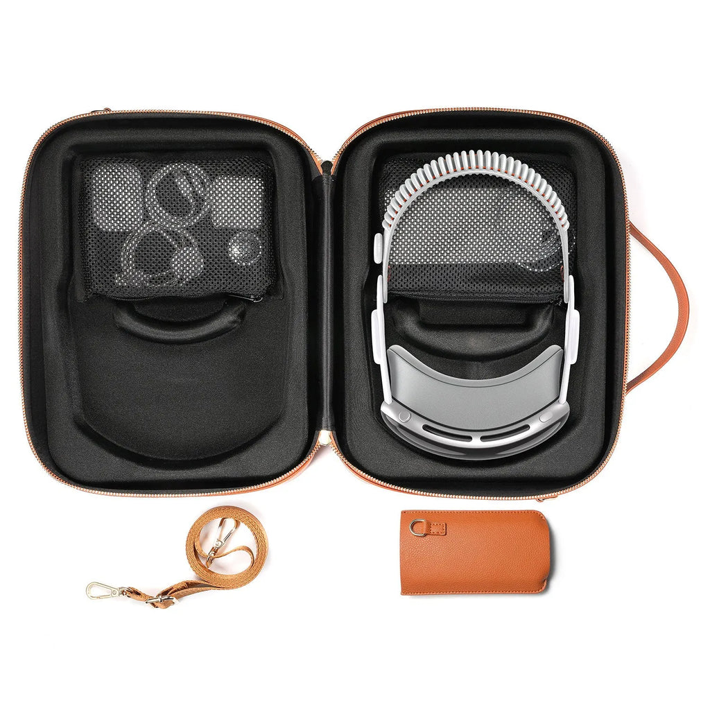 Black MR storage box for Vision Pro head-mounted equipment with superfibre construction showing 32.5×24.5×11.5cm dimensions