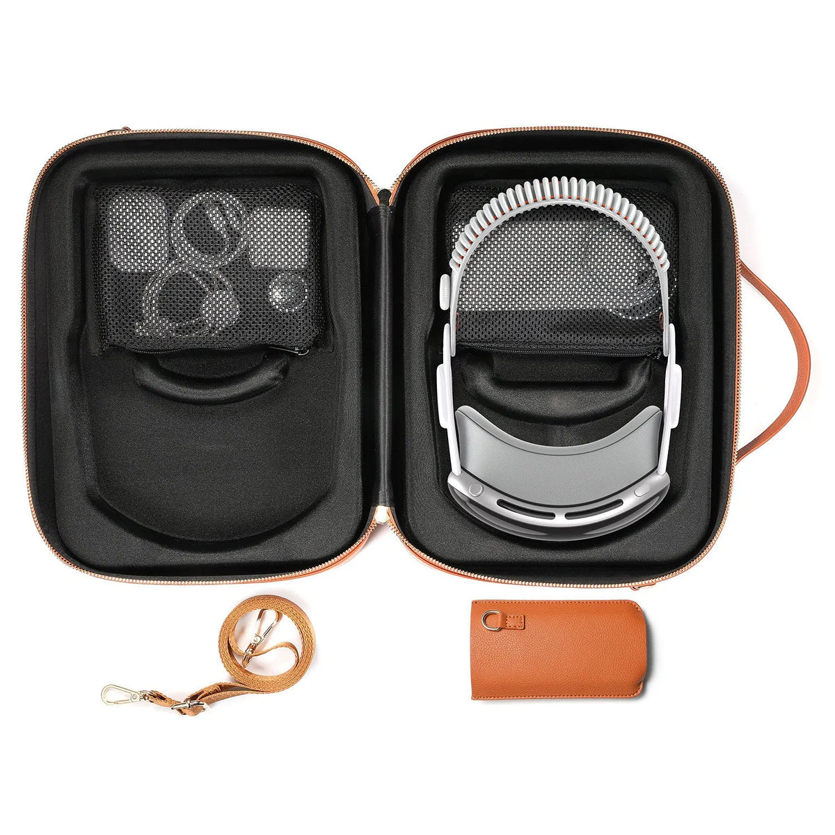 Black MR storage box for Vision Pro head-mounted equipment with superfibre construction showing 32.5×24.5×11.5cm dimensions