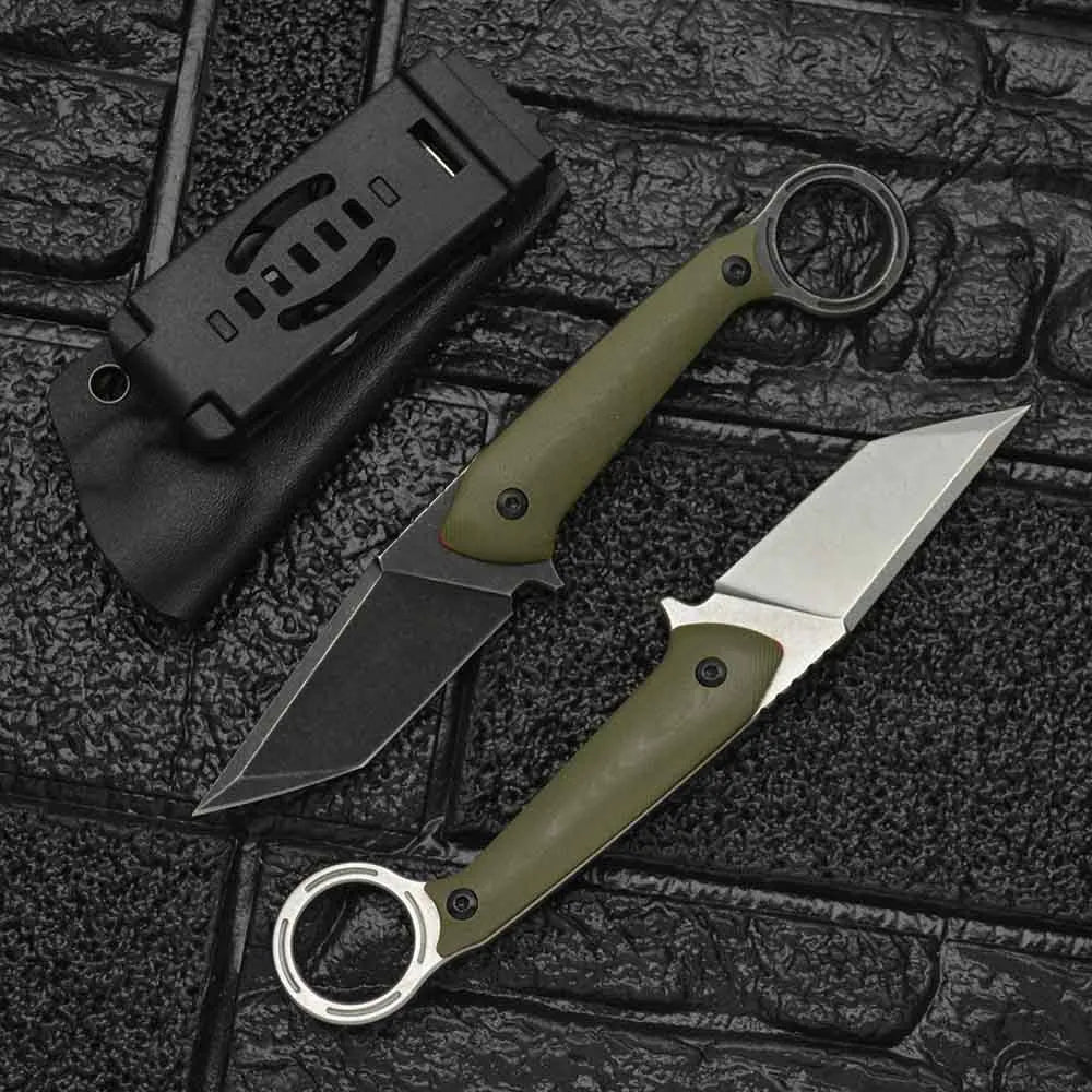 Outdoor field self-defence knife with DC53 steel blade, G10 handle, and K sheath