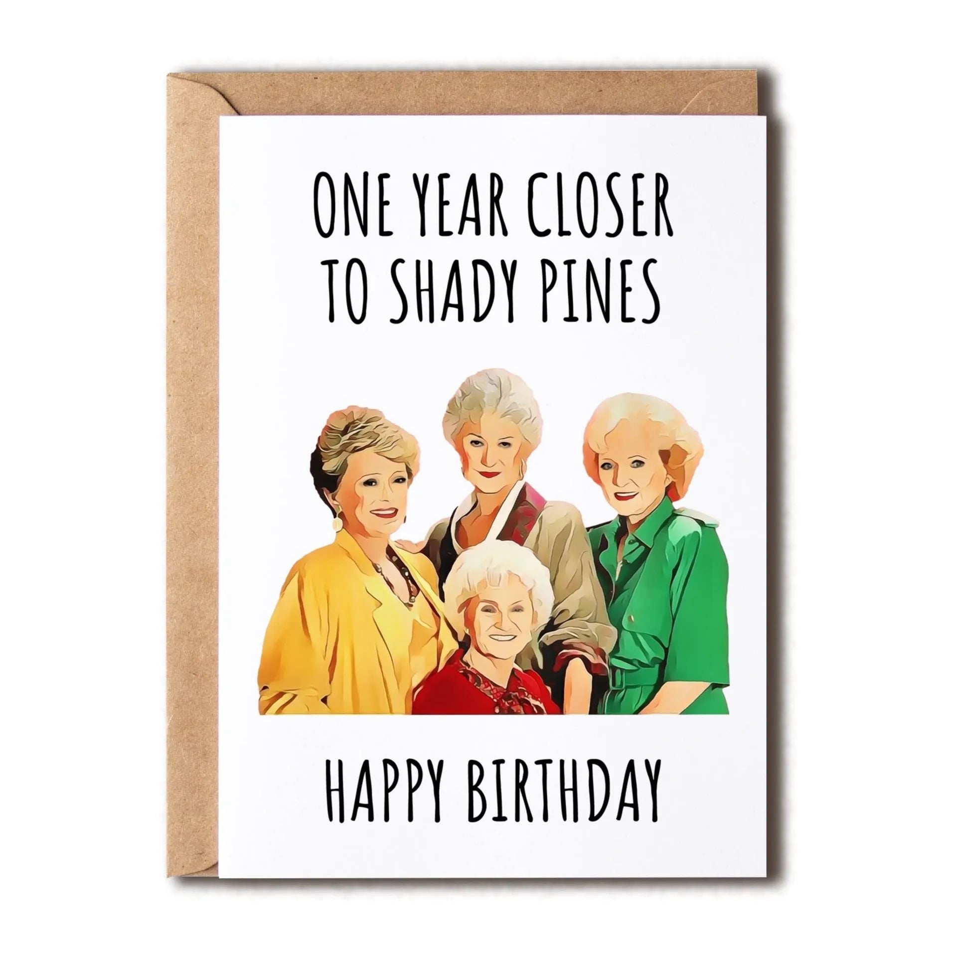 Simple modern birthday greeting card with matching coloured envelope.