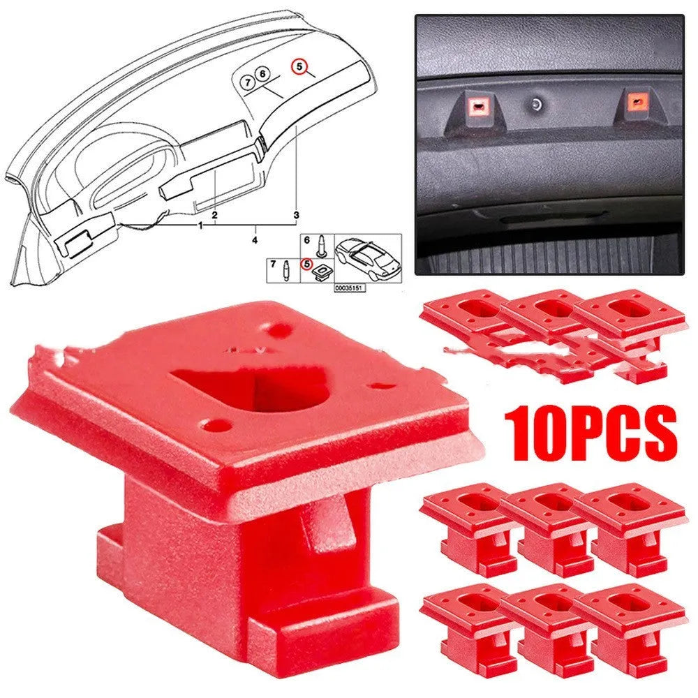 Plastic BMW interior trim panel snap buckle fastener clips for door card repair.