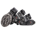 Men's black genuine leather belt with punk-style metal rivets and an alloy buckle.