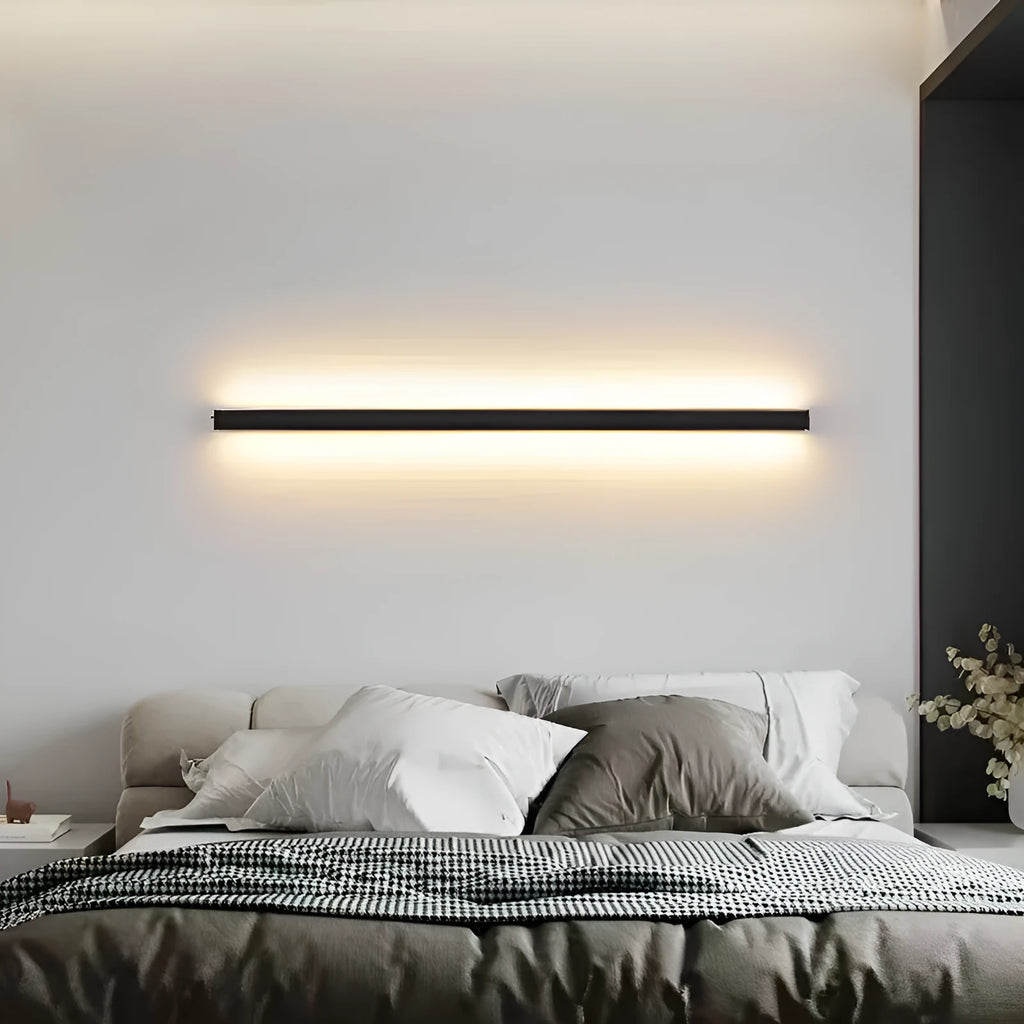 80 cm long black aluminium LED strip wall lamp with touch control for changing light colour.