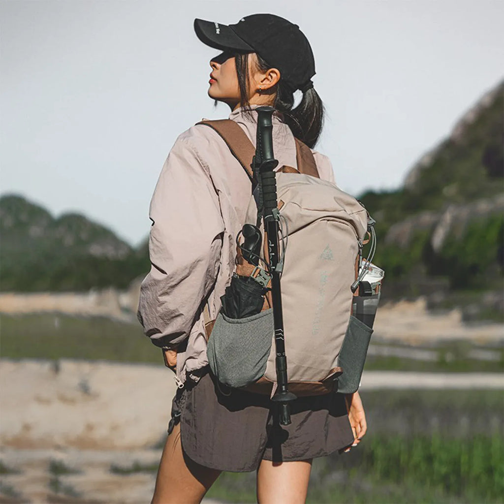 Waterproof Oxford cloth hiking backpack with air pillow belt, letter pattern and unisex design for outdoor sports