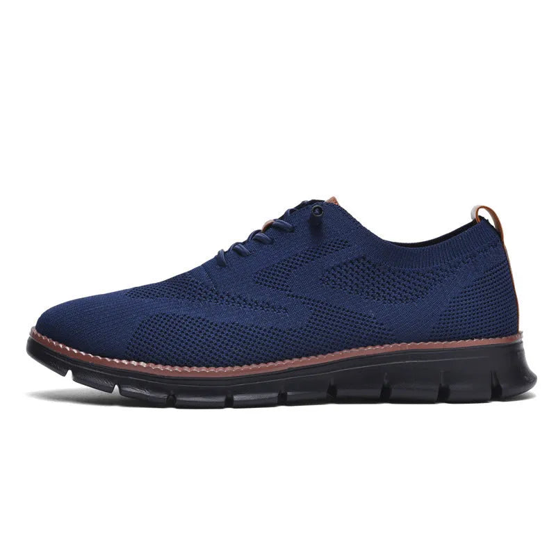 Men's flat bottomed running shoes dark blue black brown rubber sole low top lace-up tennis casual sizes 36-50