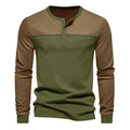 Men's long-sleeve henley collar casual shirt in polyester beaded twill fabric