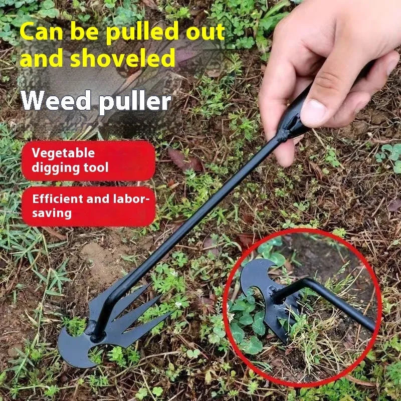 Black manganese steel weed remover hand tool shown in 30cm, 40cm and 50cm length options