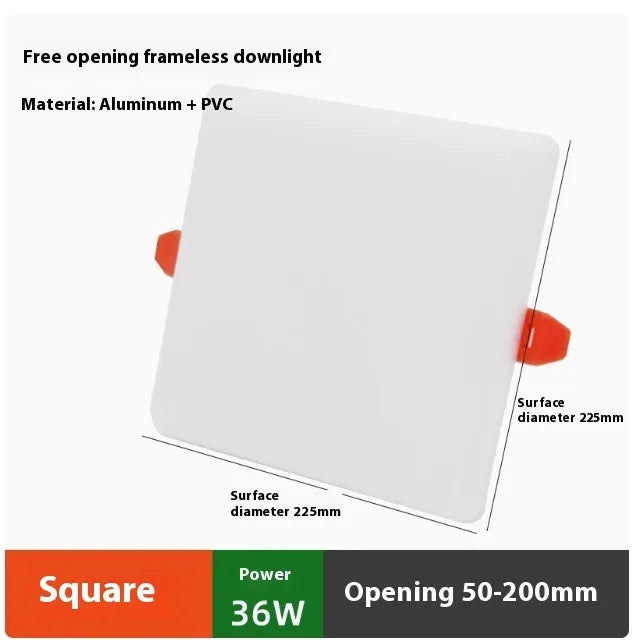Ultra-thin aluminium LED panel light with adjustable hole design in white illumination