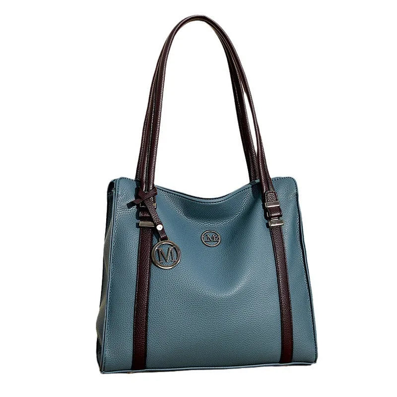 Women's soft PU leather crossbody bag in horizontal square shape with double shoulder straps