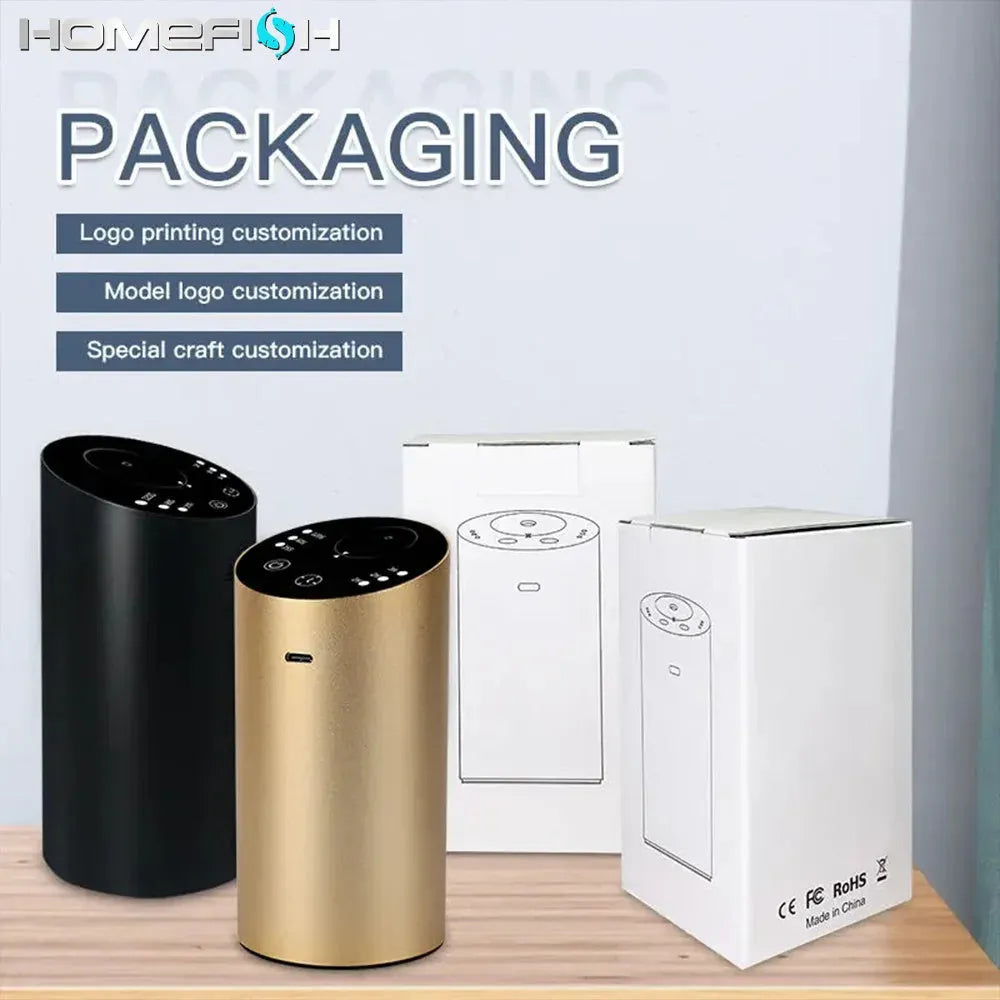 Silver wireless car aroma diffuser with 20ml empty essential oil bottle, aluminium alloy body, D98 x H168mm