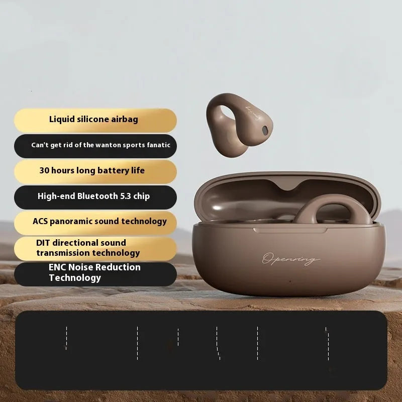 Bone conduction Bluetooth headset clip-on design Earth colour with PC ABS material