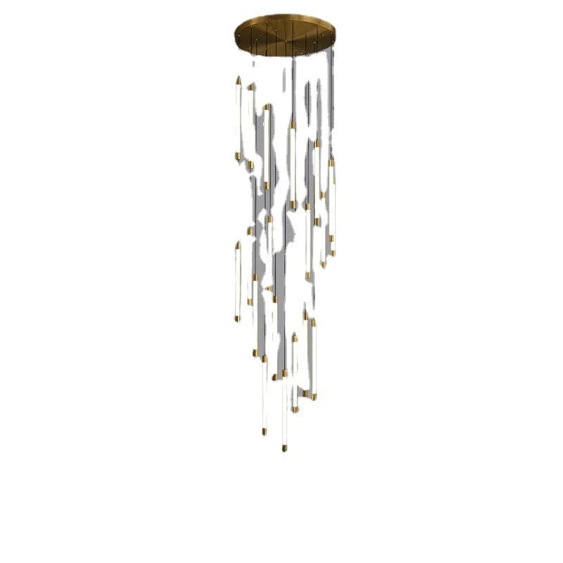 All copper duplex staircase long chandelier, LED pendant light, 800mm boundary dimension, 250cm height, single head
