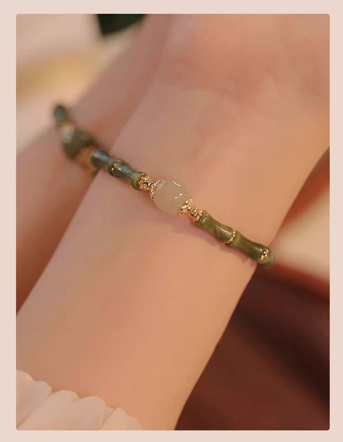 Geometric circular Hetian jade bracelet for women in dark green and light colour options.